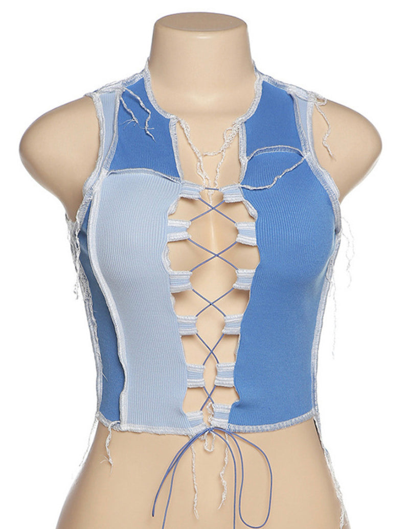 “Blueberry cropped tank”