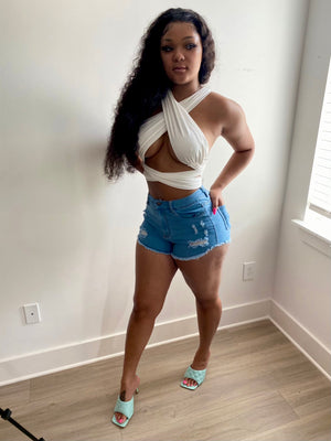 “Blue Jean Baby Doll Shorts”