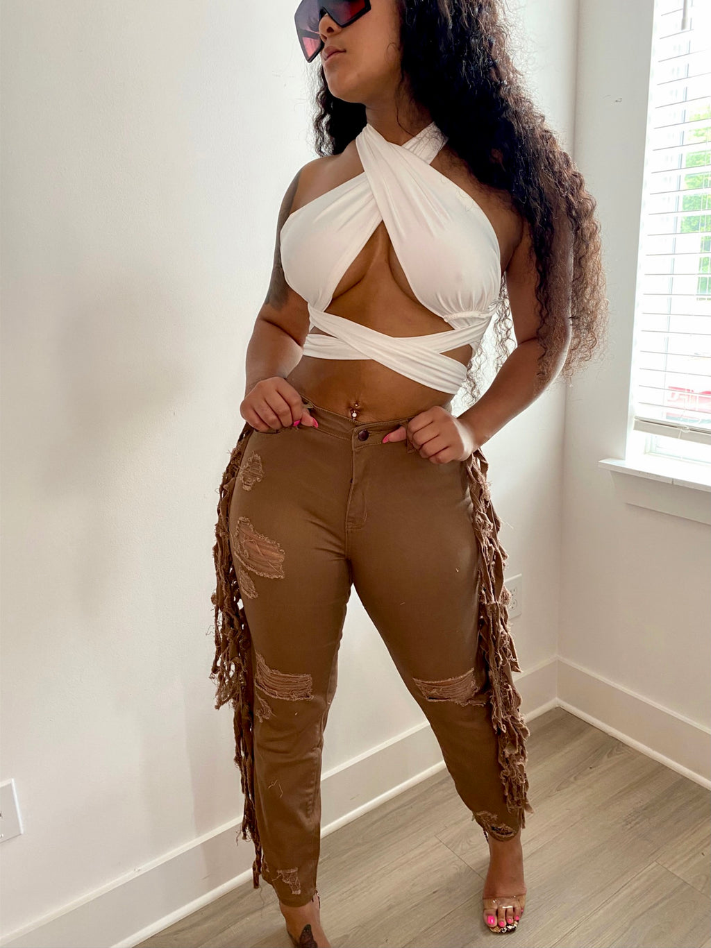 “Brown Fringe Jeans”