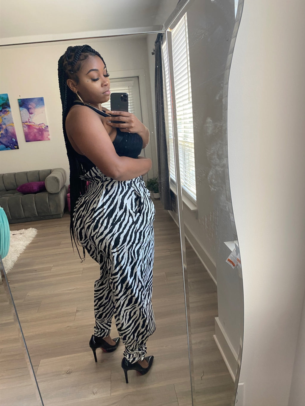 “Zebra Puffer Pants”