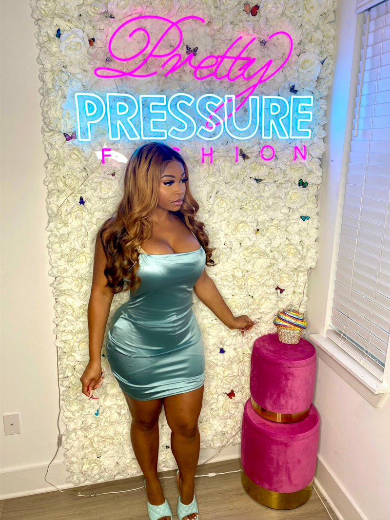 “Mini silk dress”