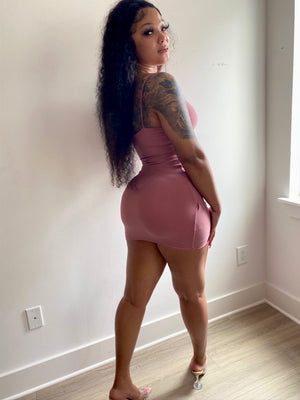 “Pink mini dress”