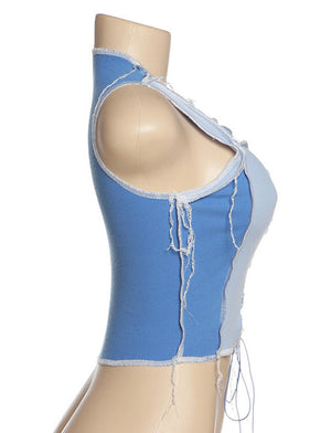 “Blueberry cropped tank”